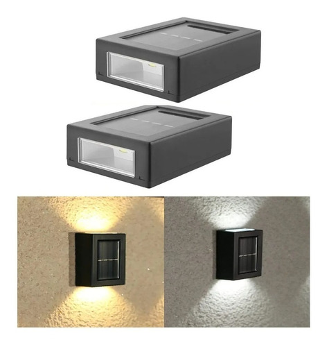 Pack 2 Lampara Aplique Led Solar Jardín Exterior Impermeable