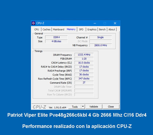 Patriot Viper Elite Pve48g266c6kbl 4 Gb 2666 Mhz Cl16 Ddr4 (Usado)