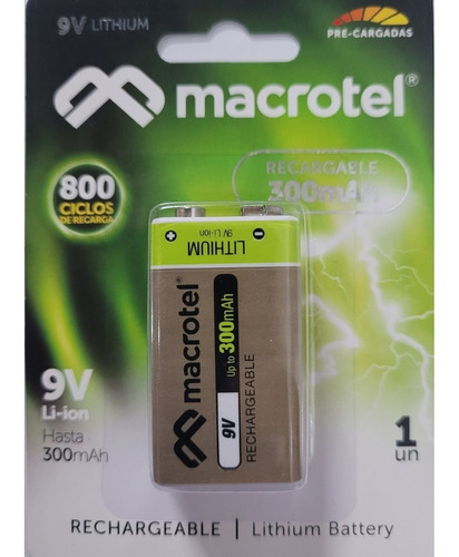 Bateria Recargable 9v 290 Mah Macrotel /