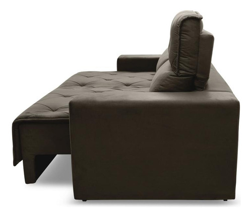 Sofá belga retráctil/reclinable de 1,80 m Velut Tobacco con muelles de color marrón claro