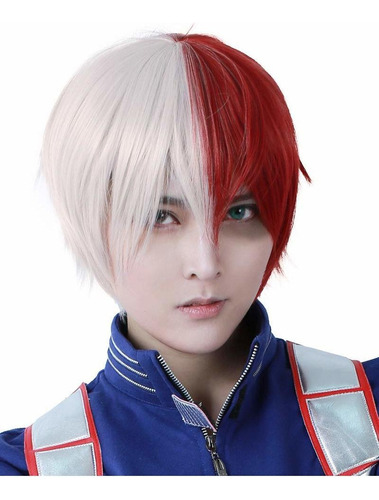 My Hero Academia Cosplay, Todoroki Shoto Peluca, Pelo Rojo Y