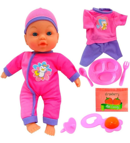 Imagen 1 de 7 de Muñeca Bebe Bebote Poppi Mis Primeras Comiditas Acc + Sonido