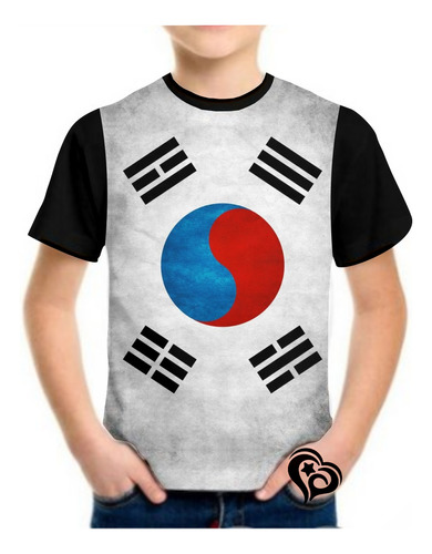 Camiseta Bandeira Da Coreia Do Sul Masculina Infantil Blusa