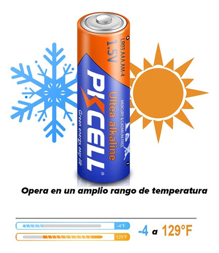 Paquete Con 40 Pilas Aaa Alcalinas Pkcell Larga Duración 1.5V