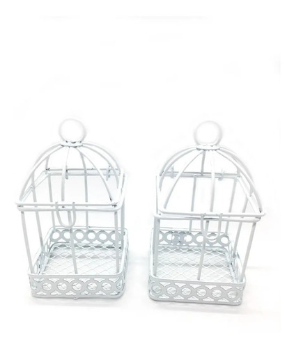 Imagen 3 de 6 de Mini Jaula Cuadrada Blanca Souvenir Deco X Unidad