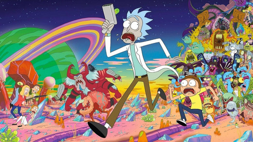 Póster Rick And Morty Todos Los Personajes Villanos Hd