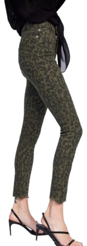 Jeans Skinny Animal Print Verde Talle 36 Importado