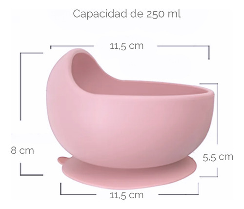 Bowl Con Sopapa Silicona Bebé Infantil Antideslizante Chufi Rosa