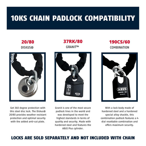 Abus 10ks Cadena De Máxima Seguridad Para Bicicleta, Con Fun