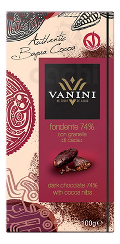 Chocolate Italiano Vanini 74% Con Nibs 100grs Vegan