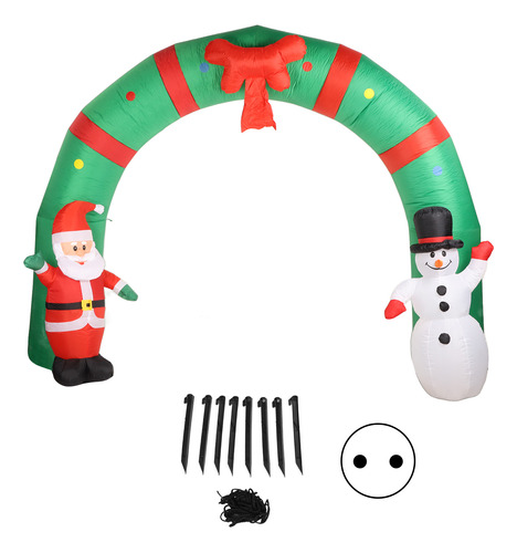 Arco Inflable Con Iluminación Led De Papá Noel Y Muñeco De N