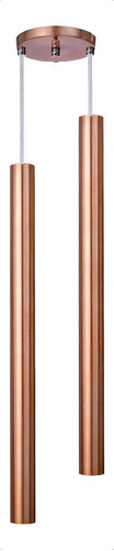 Iluminar Ambiente Pendente Luminária Tubo Rose Gold 50 Cm Cabo Cristal - Duplo