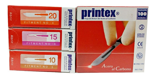 100 Hojas Bisturi Printex Caja - Nº 10 / 15 / 20 - Pedicuria