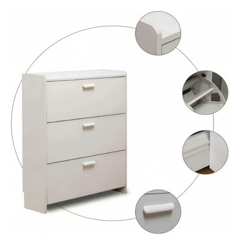 Zapatero Organizador Con 3 Puertas Y 2 Filas Color Blanco
