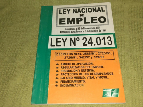 Ley Nacional De Empleo N°24013 - Del País