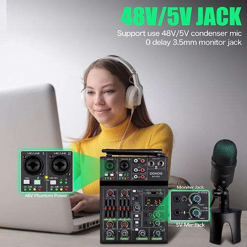 Mezclador De Audio Profesional, Mezclador De Sonido De 4 Can