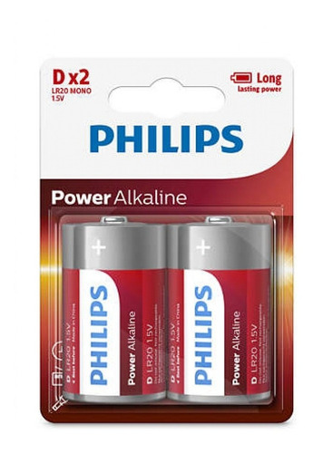 Pack X2 Pila Alcalina Philips Tamaño D. Gran Canal. 