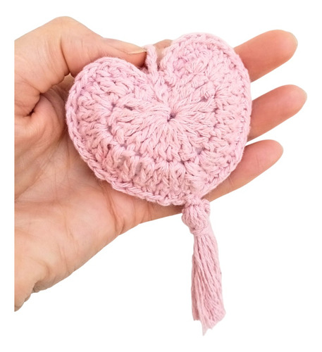 Borlas Decorativas Corazón Crochet Colores Varios