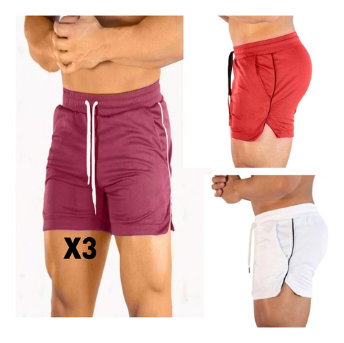 Pantaloneta, Short Gym, Abertura,  Promo X 3 Unades