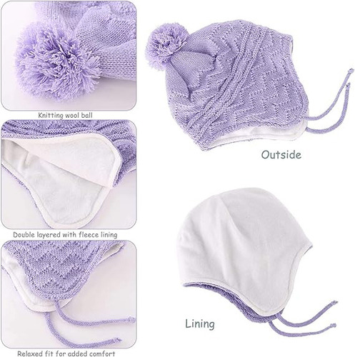 Set De 2 Gorros Y Guantes De Color Puro Para Bebé, Otoño/inv