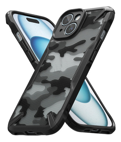 Case Ringke Fusion X Para iPhone 15 Normal 6.1 Camo Black