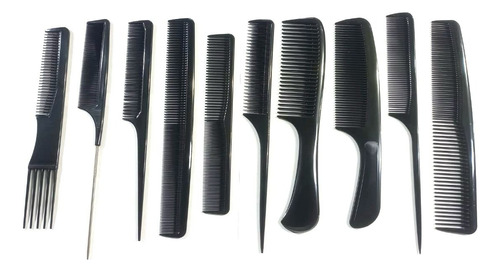 Set De Peines Profesional Peluquería X10 Unidades Negros