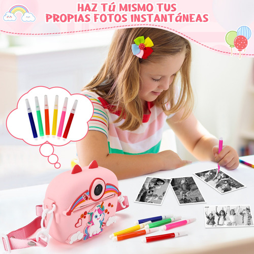 Cámara Instantánea Para Niños Cámara Con Impresora 16pcs