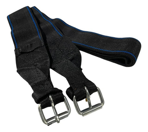 Cincha O Cinchon Elástico 2 Hebillas P/monturin De Turf Negro Y Azul