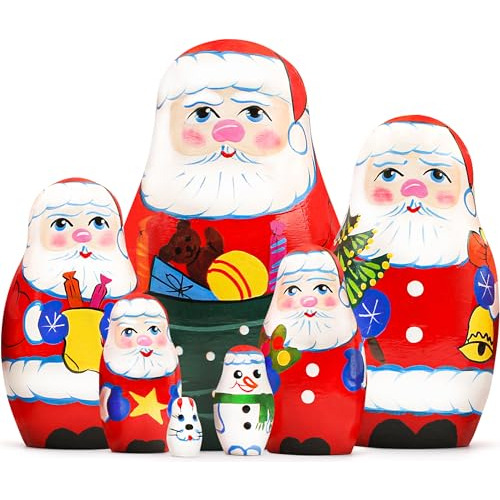 Ruso Anidad Muñecas Santa Claus Set 7 Pcs - Matryoshka Muñec