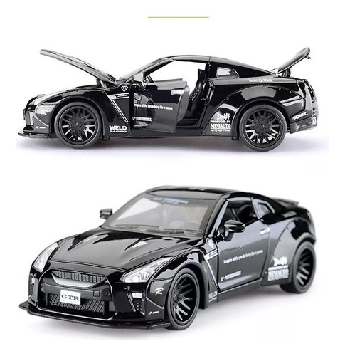 1:32 Miniatura Nissan Gtr Metal Escala Luz Y Sonido