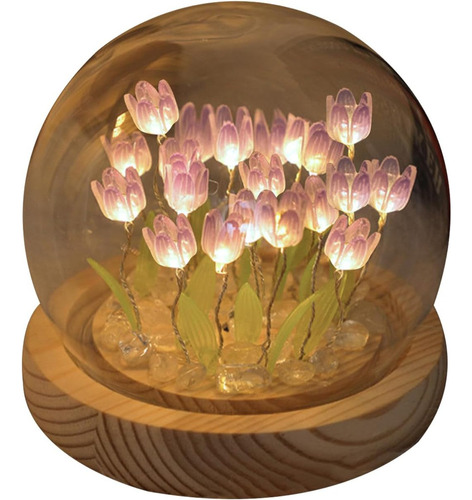 Lámpara Led Noche Flor Del Púrpura Tulipán Diy Regalo Mu [u]