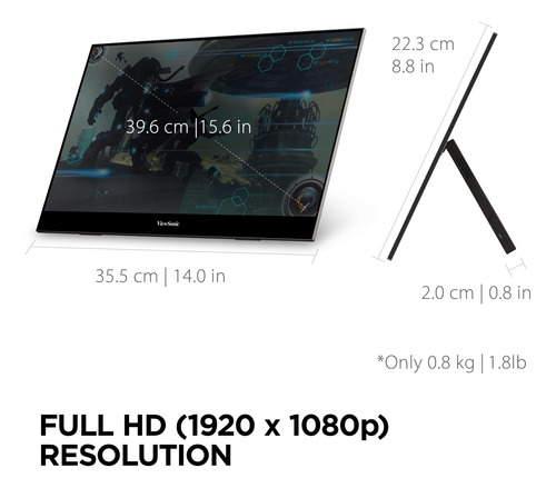Viewsonic Vxinch 1080p Fhd Monitor Ips Led Portátil Con 26 V