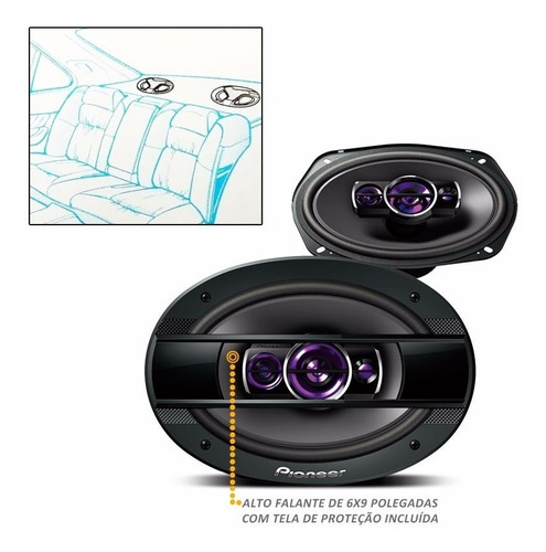 Imagem 6 de 6 de Par Alto Falante 6x9 69 Pioneer 800w Quadriaxial Ts-6960br