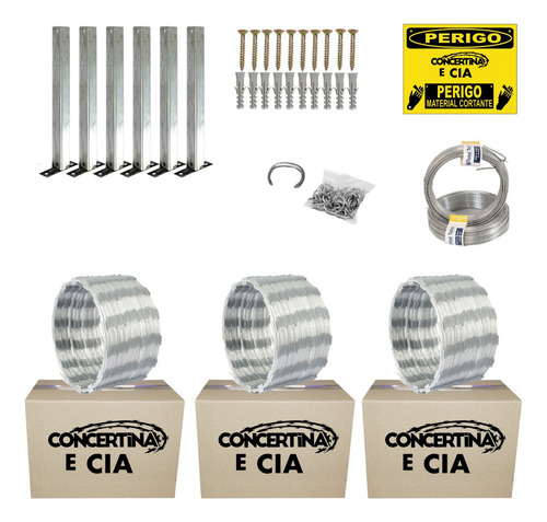 Kits Concertina 45 Cm Com 30 Metros + Kit De Instalação