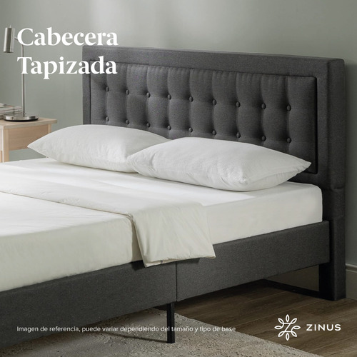 Zinus Dachelle Base De Cama Matrimonial Con Cabecera Y Tapiz