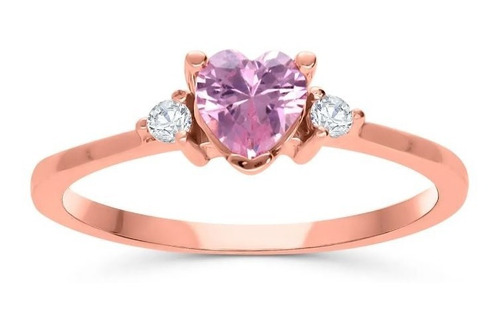 Anillo Bizzarro Oro Rosa 14k Con Zirconia Rosa De Corazón