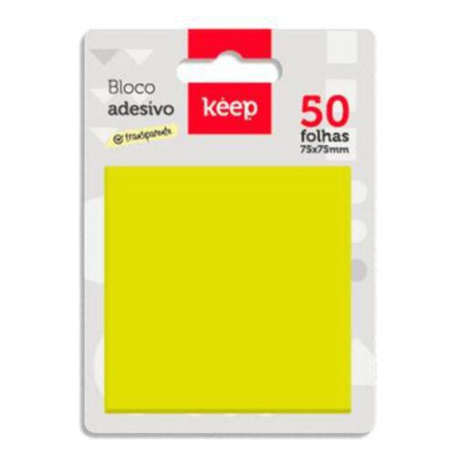 Bloco Adesivo Pet Amarelo 75x75mm 50 Folhas Keep