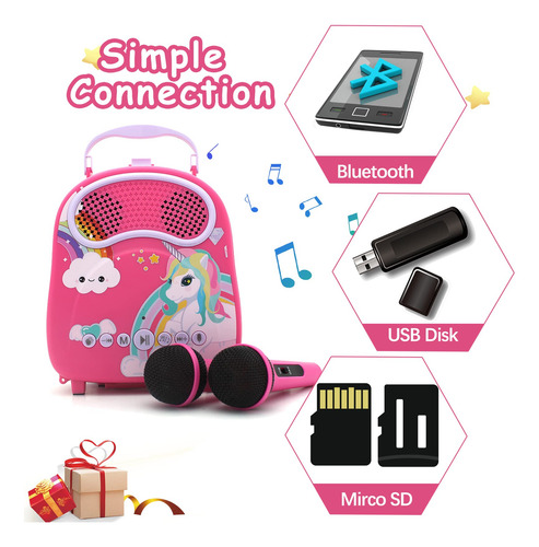 Máquina De Karaoke Na Kids Para Niñas Y Niños Con 2 Micrófon