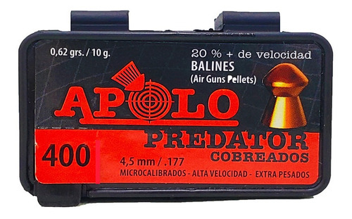 Balines Apolo Predator 4,5 Mm Cobreados X400u