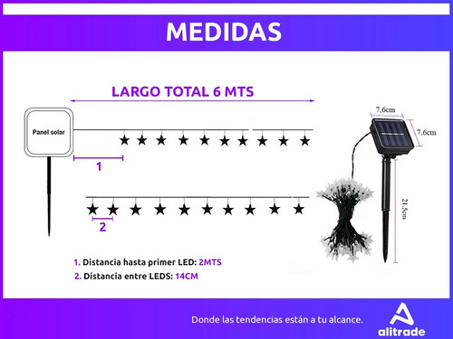 Imagen 5 de 10 de Luces Guirnalda Led 6.5 Mts Para Interior/exterior Estrella