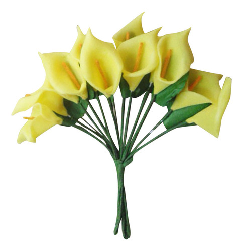 Miniramo Amarillo De 12 Unidades De Flores En Forma De Bolíg