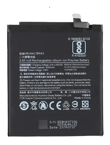 B.ateria Xiaomi Redmi Note 4 Y 4x Bn43 Original Y Calidad
