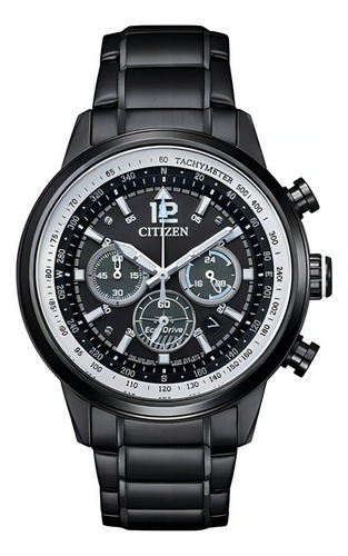 Reloj Citizen Ca447589e Para Mujer Ecodrive Chrono Color de la malla Negro Color del bisel Negro Color del fondo Negro
