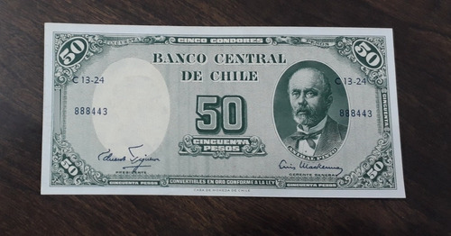 Billete Chile 50 Pesos 5 Centesimos De Escudo. Excelente!!!