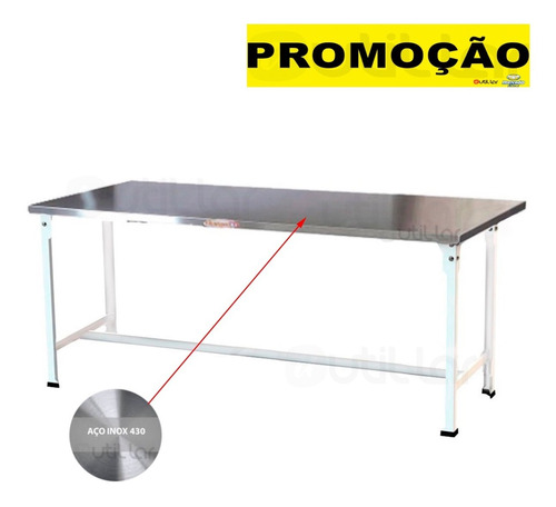 Mesa De Serviço Industrial Tampo Inox 1,50x0,60 Com Reforço