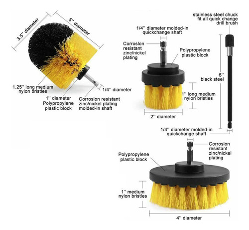 Común (uso) Kit De 4pcs Cepillos Para Taladro Limpieza