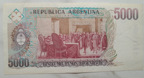 Billete Colección Cinco Mil Pesos Argentinos Serie A !!!! (Usado)