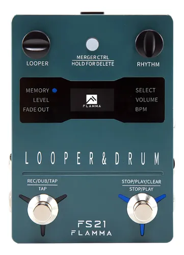 FLAMMA Pedal e bateria de guitarra estéreo FS21 2 em 1 com
