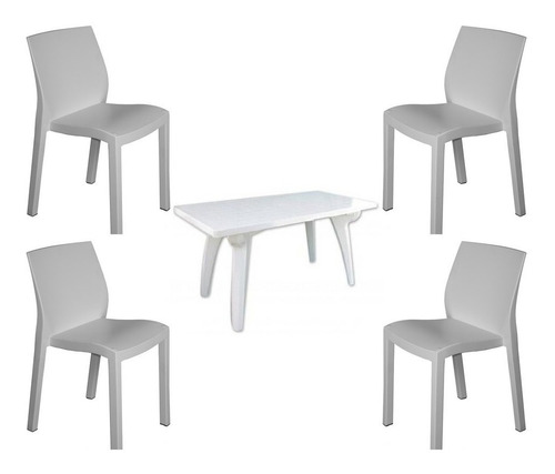 Juego De Mesa Reforzada + 4 Sillas Paris Blanco Mascardi