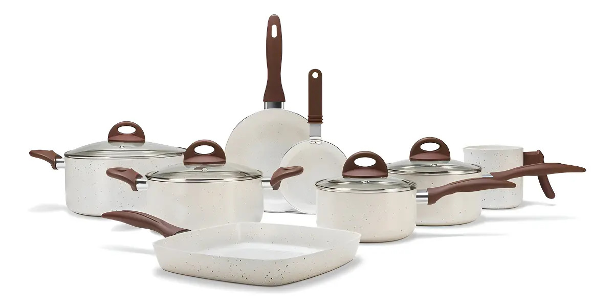 Conjunto De Panelas Brinox 8 Peças Ceramic Life Smart Plus Cor Nude